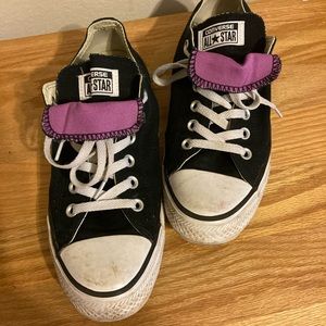 Black and Purple Converse Low Top